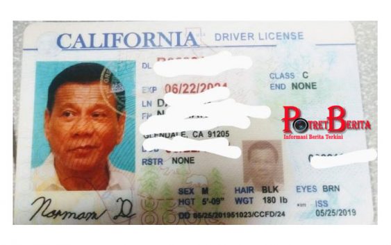 Kepolisian Amerika Serikat Temukan SIM Palsu dengan Foto Presiden Duterte